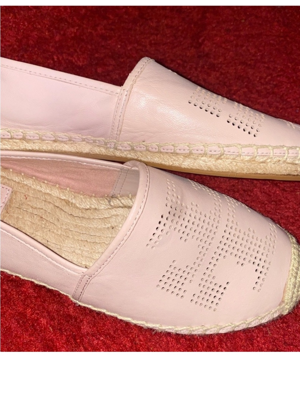 Tory Sport Pale Pink Perforated Leather Espadrille